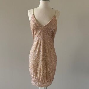 Lovely Day Rose Gold Sequin Slip Mini Dress